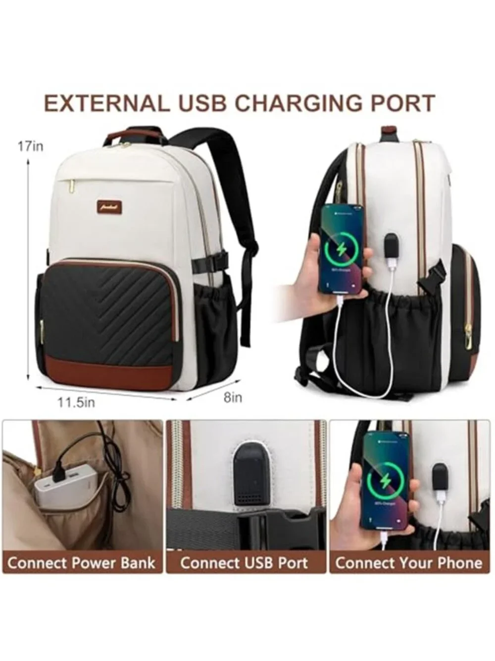 Laptop Backpack Women 15.6 Inch USB Charging Anti Theft Work Travel School Bag